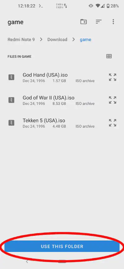 Selecting game folder